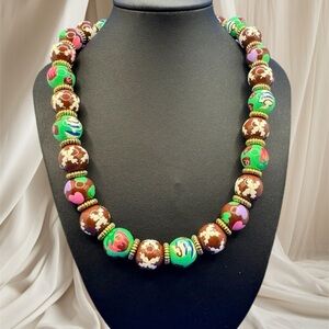 Angela Moore Hand Crafted Colorful Beaded Stretch Necklace - Excellent condition